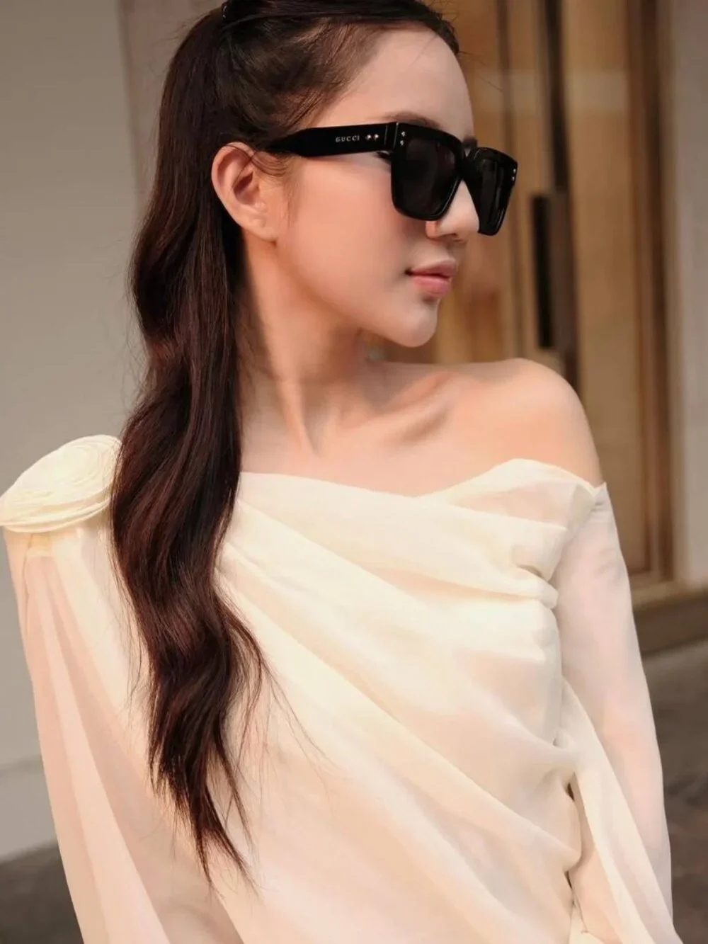 Gucci GG1084S 001 Square Sunglasses - Black/Grey